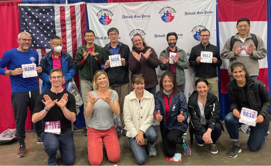 Biological sciences faculty posing at the marathon relay