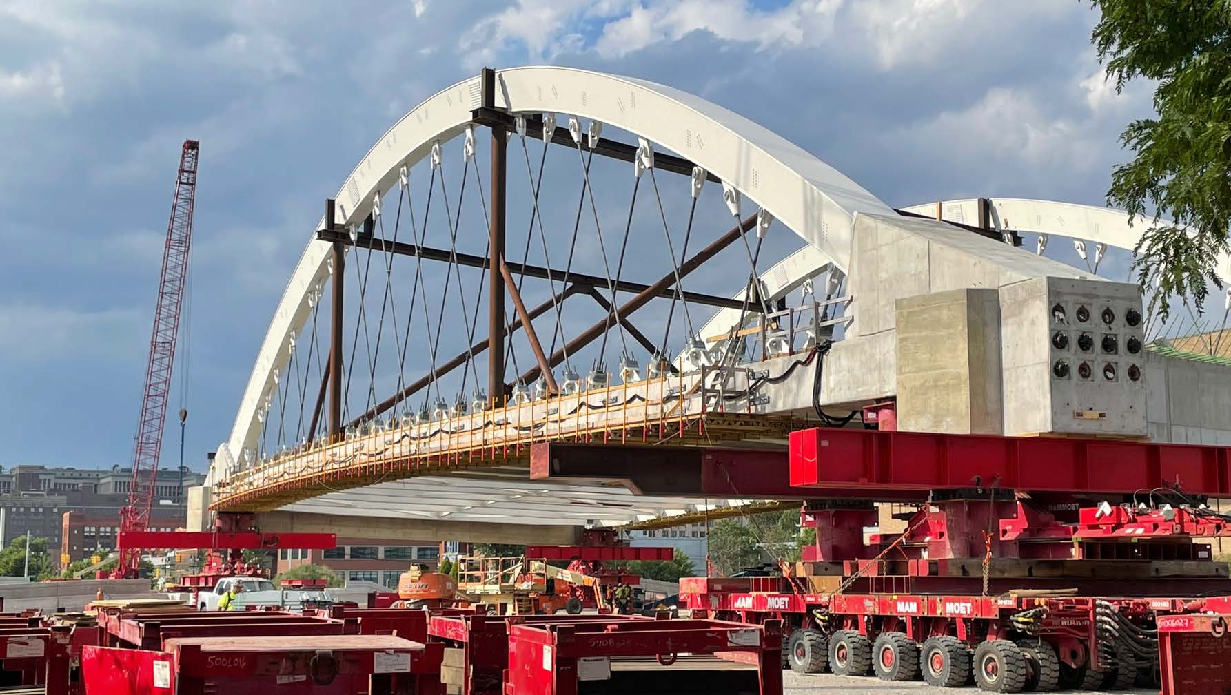 Ready to roll! The Second Avenue bridge skeleton in position before crossing I-94