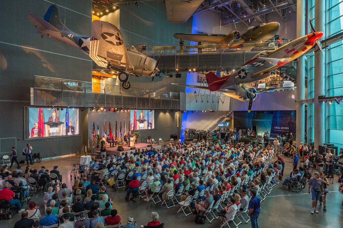 75th Anniversary of D-Day 2019 presentation with a crowded auditorium