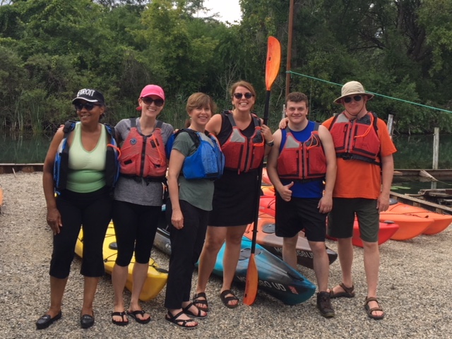 Gina Horwitz with kayak team